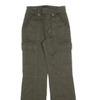 WHBM Womens Cotton Blend Olive Regular Fit Straight Leg Trousers W26 L32 Utility