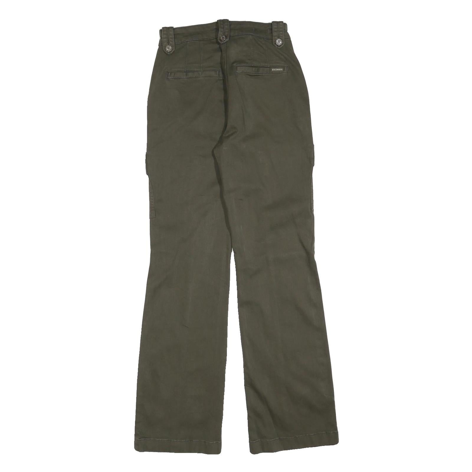 WHBM Womens Cotton Blend Olive Regular Fit Straight Leg Trousers W26 L32 Utility