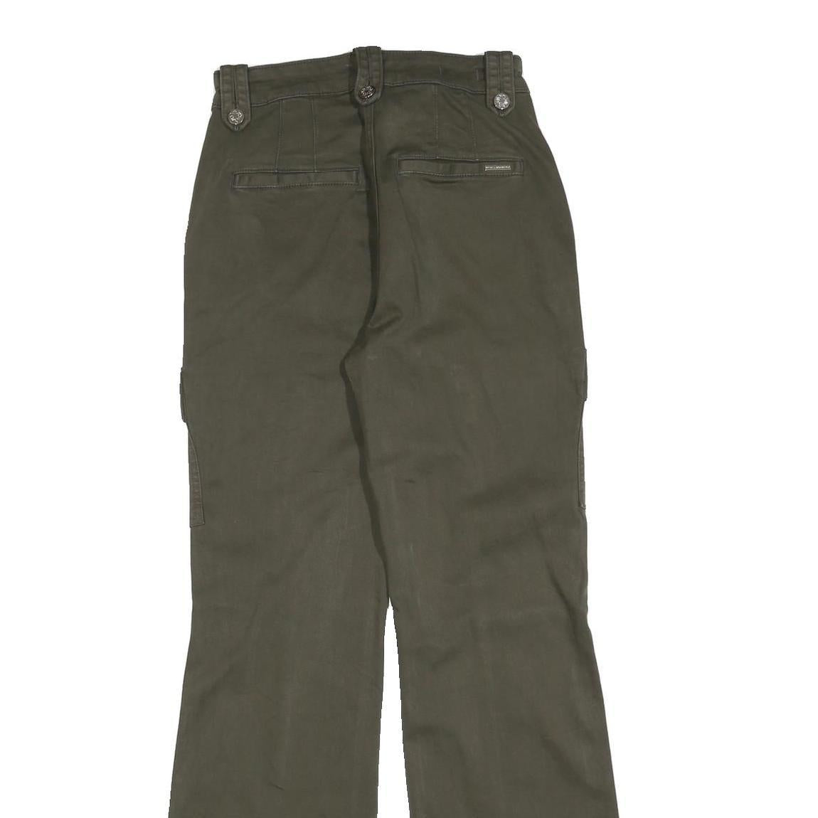 WHBM Womens Cotton Blend Olive Regular Fit Straight Leg Trousers W26 L32 Utility