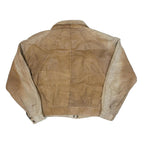 BRASS PLUM Womens Beige Leather Zip Jacket M Plain Vintage Style