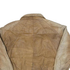 BRASS PLUM Womens Beige Leather Zip Jacket M Plain Vintage Style