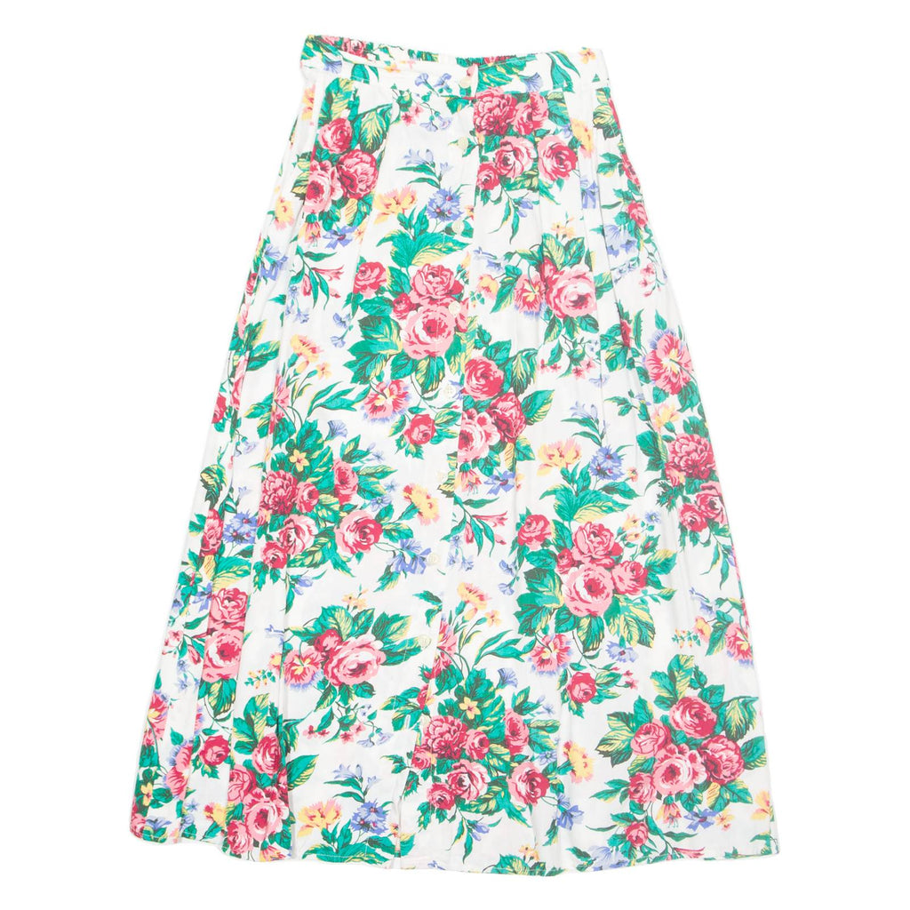 PENDLETON Womens Pleated Skirt Cream Long 90s Floral XS