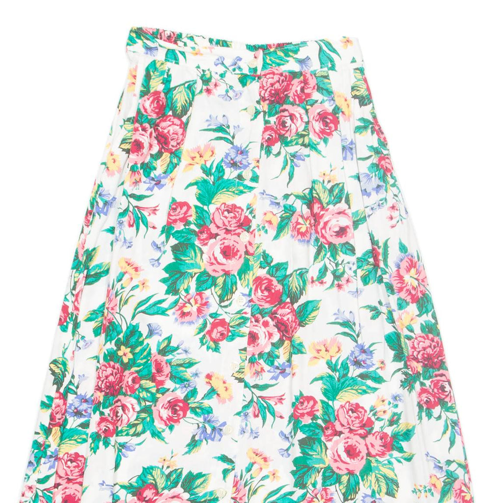 PENDLETON Womens Pleated Skirt Cream Long 90s Floral XS
