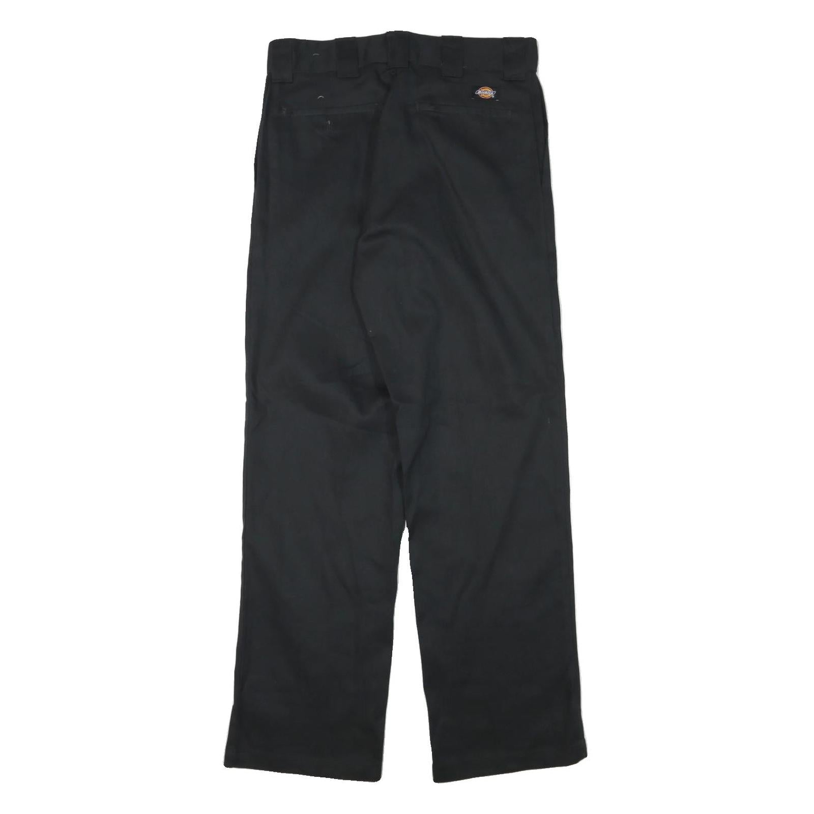 DICKIES Mens Cotton Blend Black Regular Fit Straight Leg Trousers W30 L31