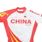 MONTON Mens Red & White China Team Cycling Jersey 2XL Short Sleeve Zip Neckline