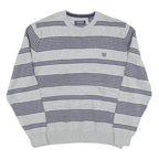CHAPS Mens Grey & Navy Patterned Cotton Blend Jumper Crew Neck Basic Knit XL