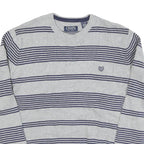 CHAPS Mens Grey & Navy Patterned Cotton Blend Jumper Crew Neck Basic Knit XL
