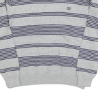 CHAPS Mens Grey & Navy Patterned Cotton Blend Jumper Crew Neck Basic Knit XL
