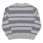 CHAPS Mens Grey & Navy Patterned Cotton Blend Jumper Crew Neck Basic Knit XL