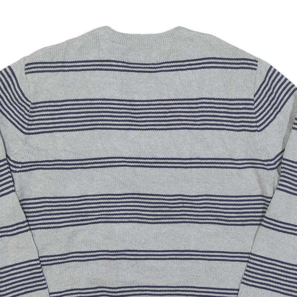 CHAPS Mens Grey & Navy Patterned Cotton Blend Jumper Crew Neck Basic Knit XL