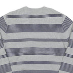 CHAPS Mens Grey & Navy Patterned Cotton Blend Jumper Crew Neck Basic Knit XL