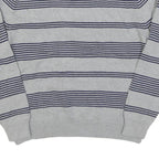 CHAPS Mens Grey & Navy Patterned Cotton Blend Jumper Crew Neck Basic Knit XL