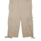 Mens Cotton Blend Beige Relaxed Cargo Trousers W28 L30 Casual Utility Pockets