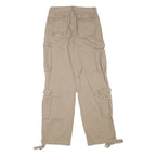 Mens Cotton Blend Beige Relaxed Cargo Trousers W28 L30 Casual Utility Pockets