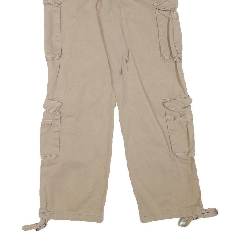 Mens Cotton Blend Beige Relaxed Cargo Trousers W28 L30 Casual Utility Pockets