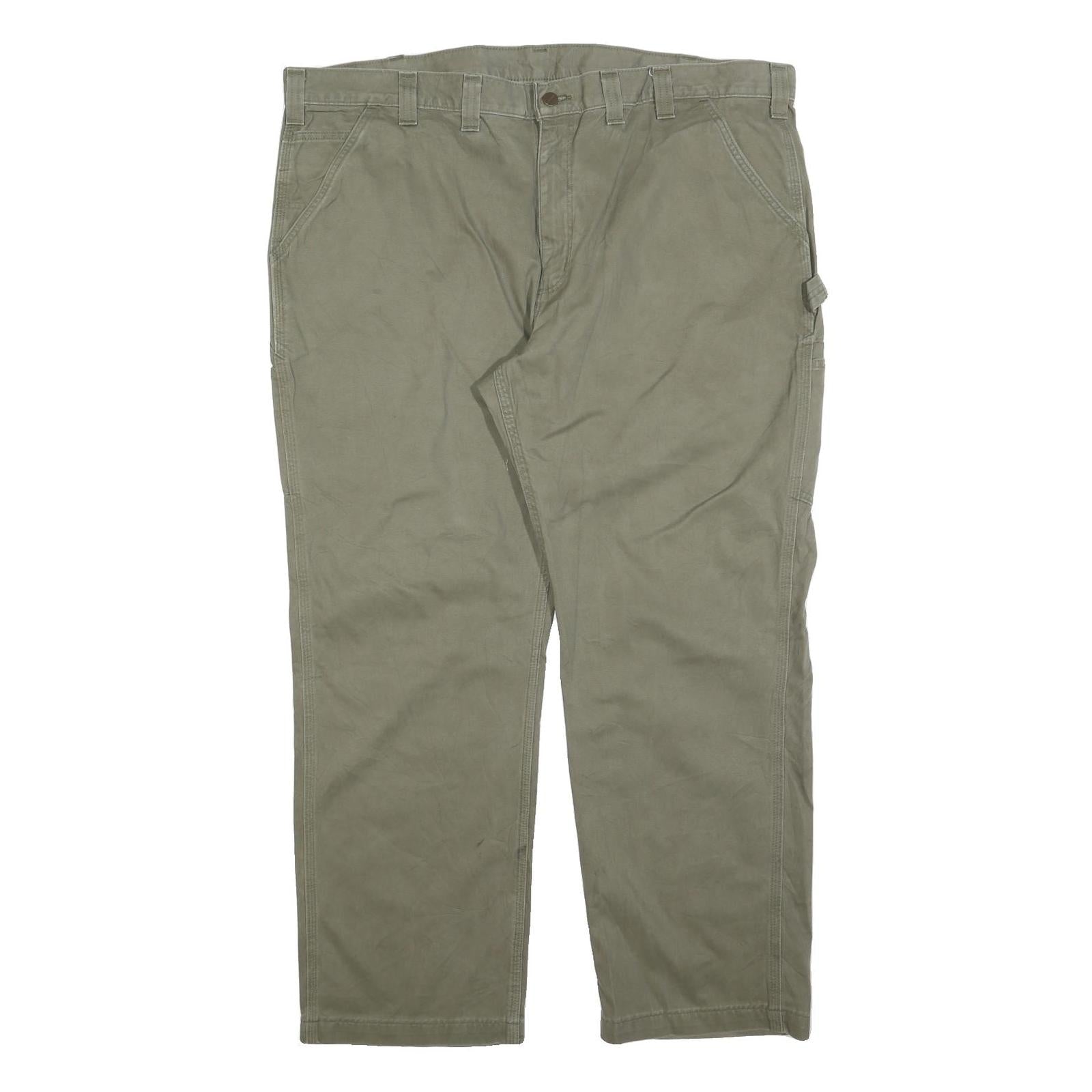 CARHARTT Mens Cotton Blend Beige Relaxed Straight Trousers W44 L30 Workwear