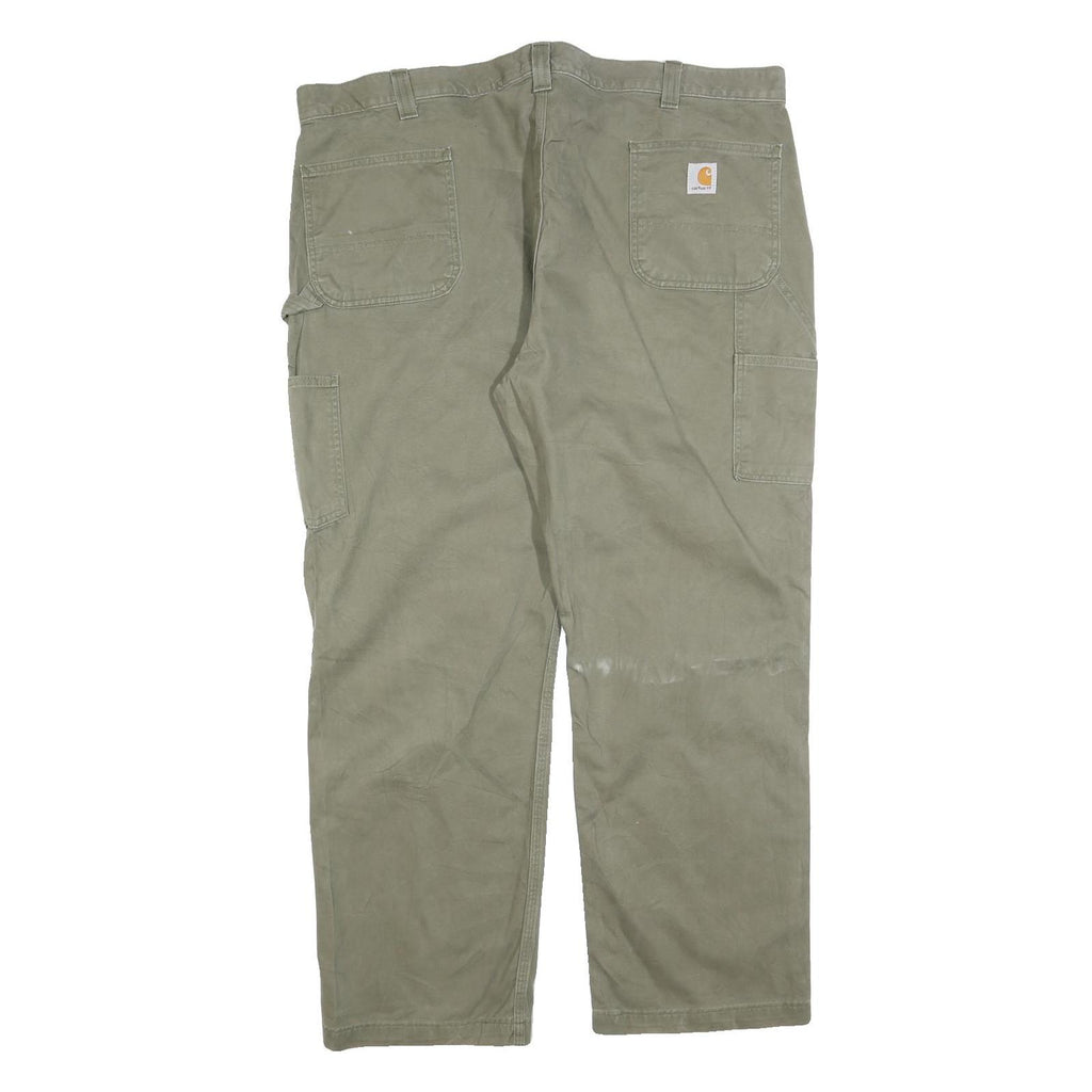 CARHARTT Mens Cotton Blend Beige Relaxed Straight Trousers W44 L30 Workwear