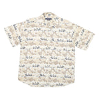 CROSSINGS Mens Beige Floral Cotton Blend Shirt M Summer Casual Button-Up