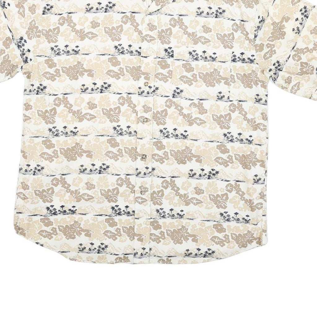 CROSSINGS Mens Beige Floral Cotton Blend Shirt M Summer Casual Button-Up