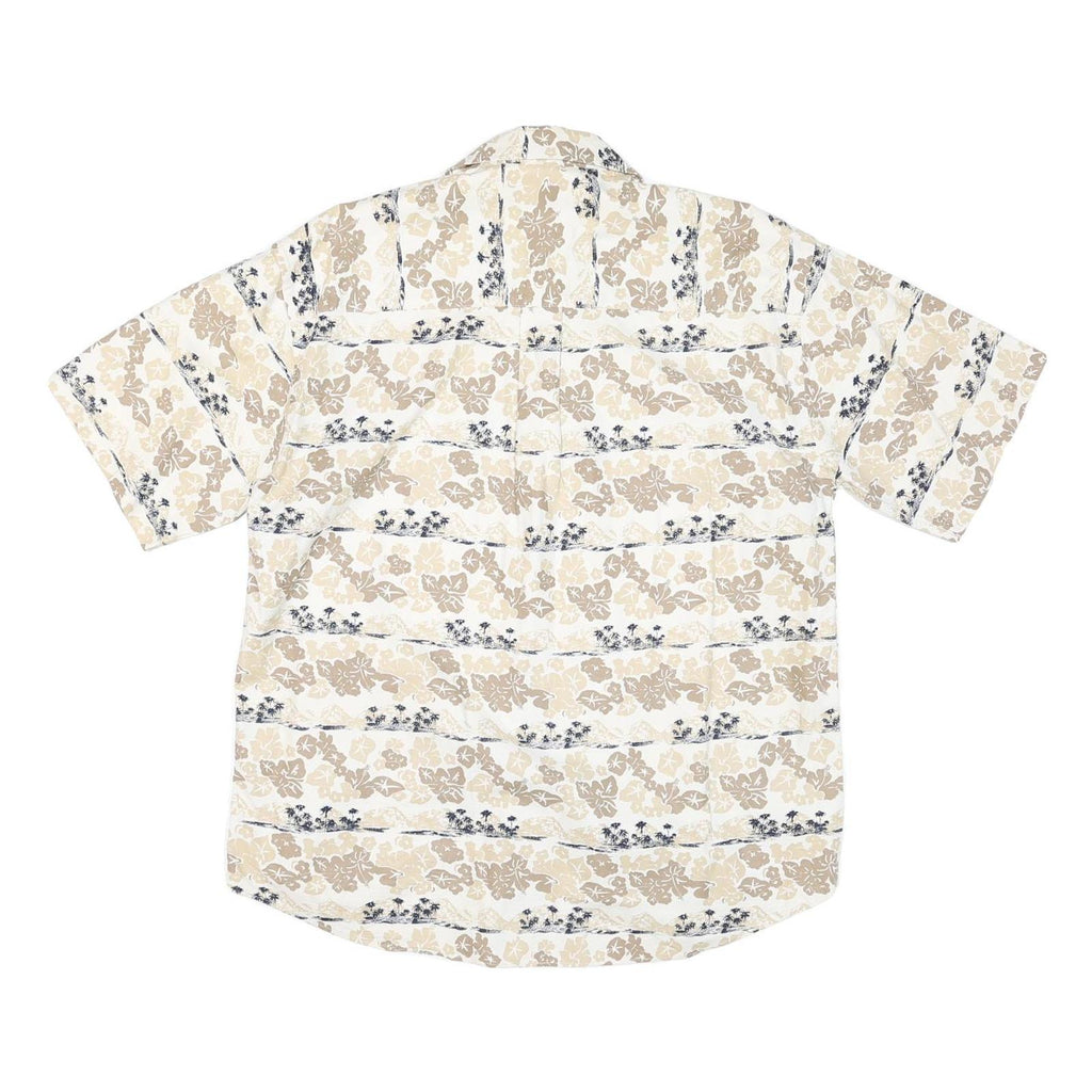 CROSSINGS Mens Beige Floral Cotton Blend Shirt M Summer Casual Button-Up