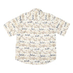 CROSSINGS Mens Beige Floral Cotton Blend Shirt M Summer Casual Button-Up