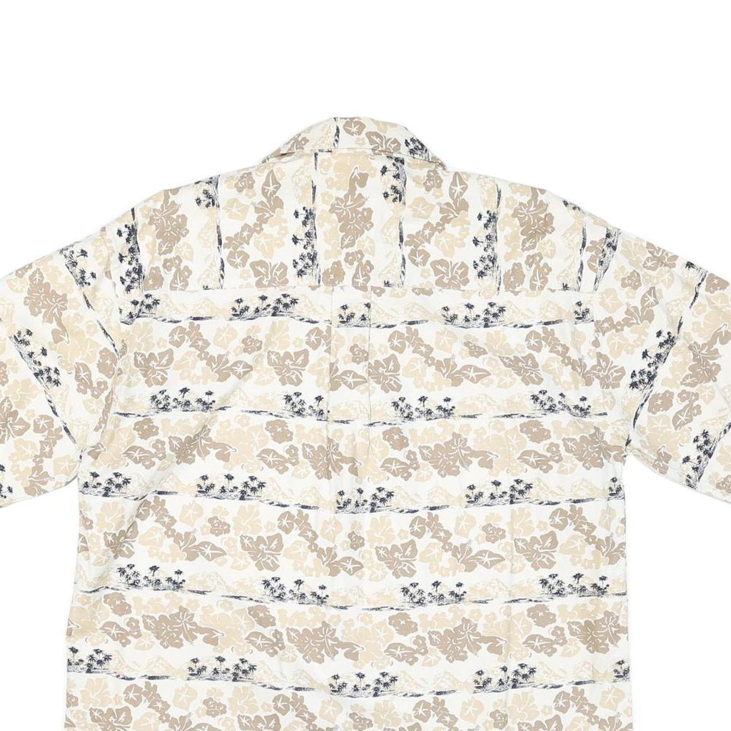 CROSSINGS Mens Beige Floral Cotton Blend Shirt M Summer Casual Button-Up