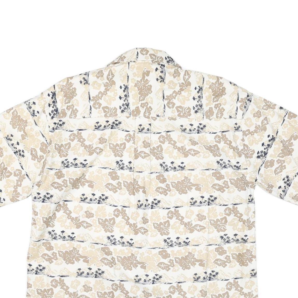 CROSSINGS Mens Beige Floral Cotton Blend Shirt M Summer Casual Button-Up