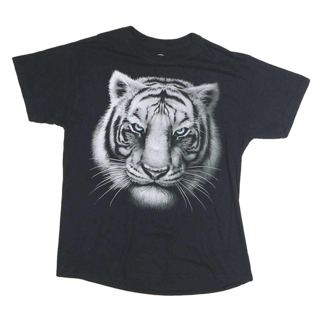 DOM Mens Black Tiger Graphic T-Shirt L Short Sleeve Crew Neck Cotton