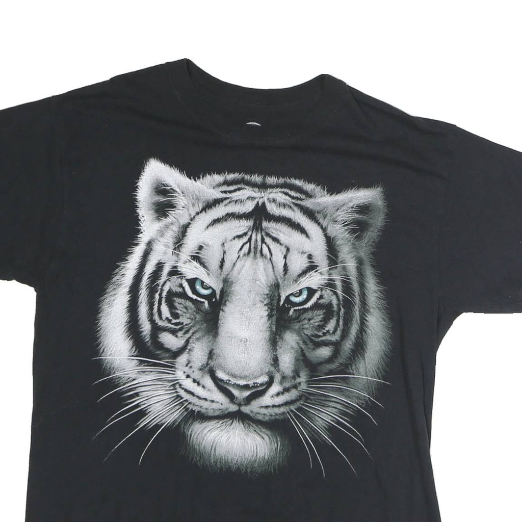 DOM Mens Black Tiger Graphic T-Shirt L Short Sleeve Crew Neck Cotton