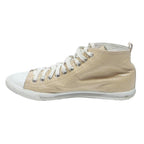 PRADA Womens High Top Trainers Beige Leather UK 4.5 Stylish Casual Footwear
