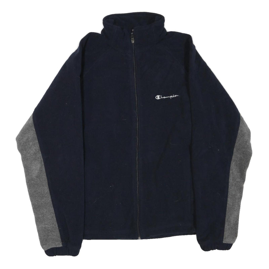 CHAMPION Mens Navy & Grey Zip Jacket M Polyester Blend Colourblock Casual