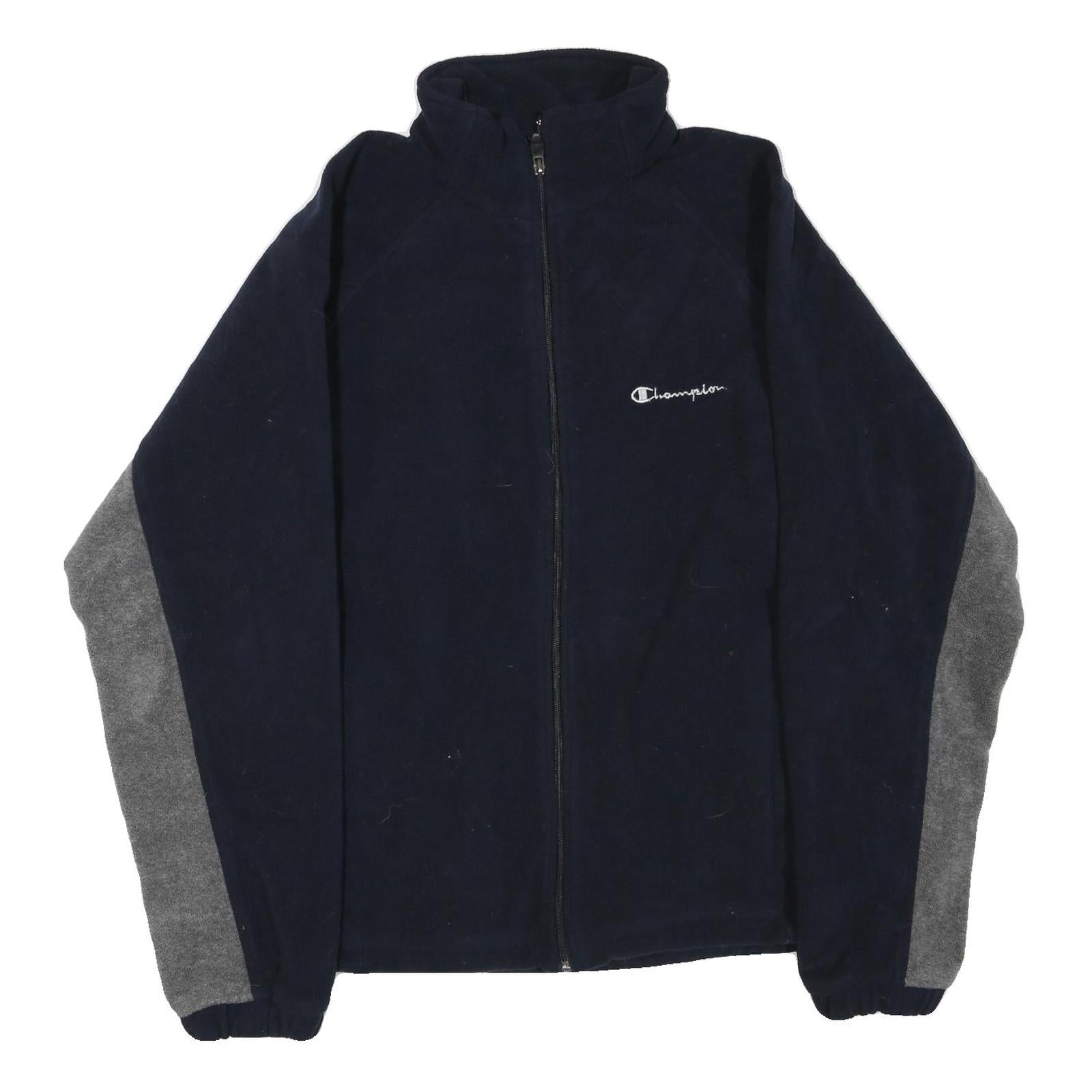 CHAMPION Mens Navy & Grey Zip Jacket M Polyester Blend Colourblock Casual