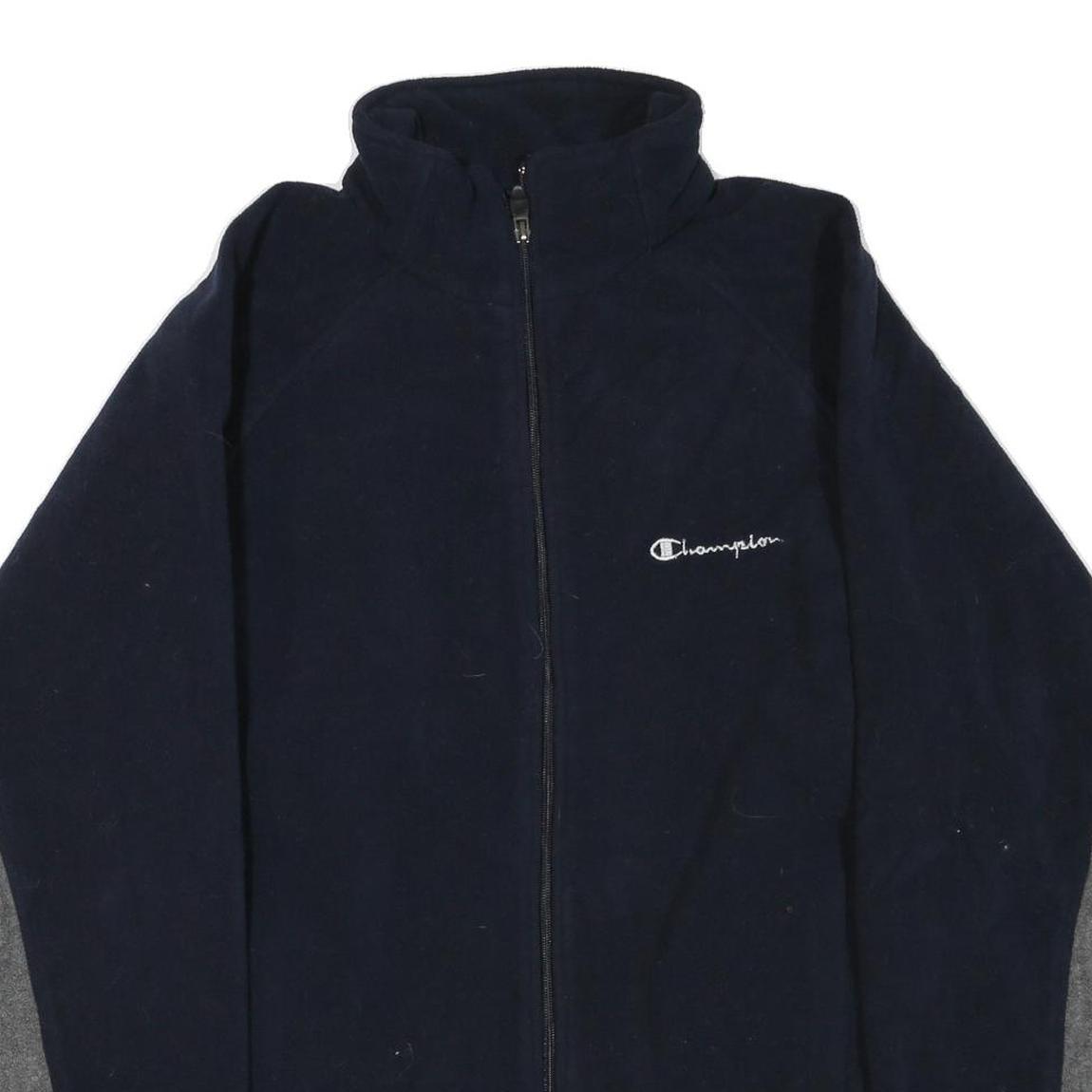 CHAMPION Mens Navy & Grey Zip Jacket M Polyester Blend Colourblock Casual