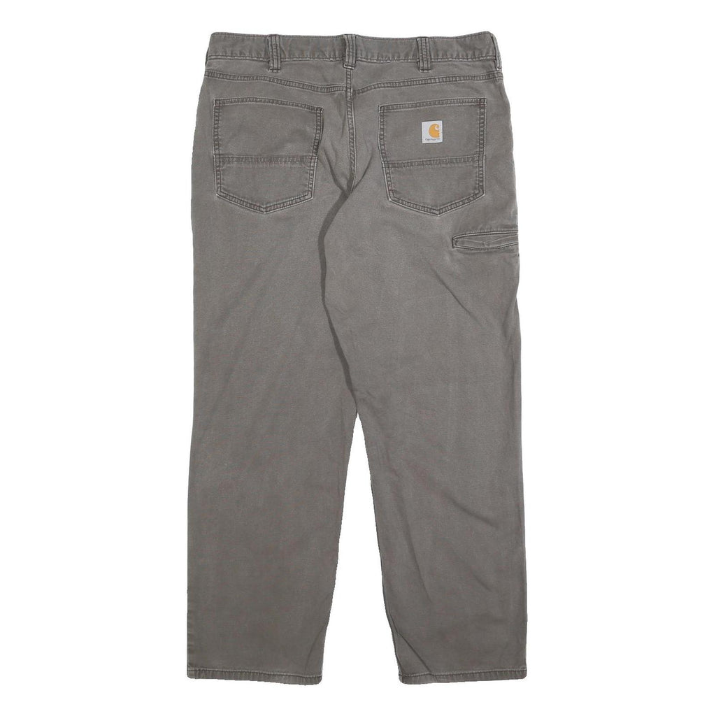 CARHARTT Mens Relaxed Grey Cotton Blend Zip Trousers W36 L30 Workwear Casual