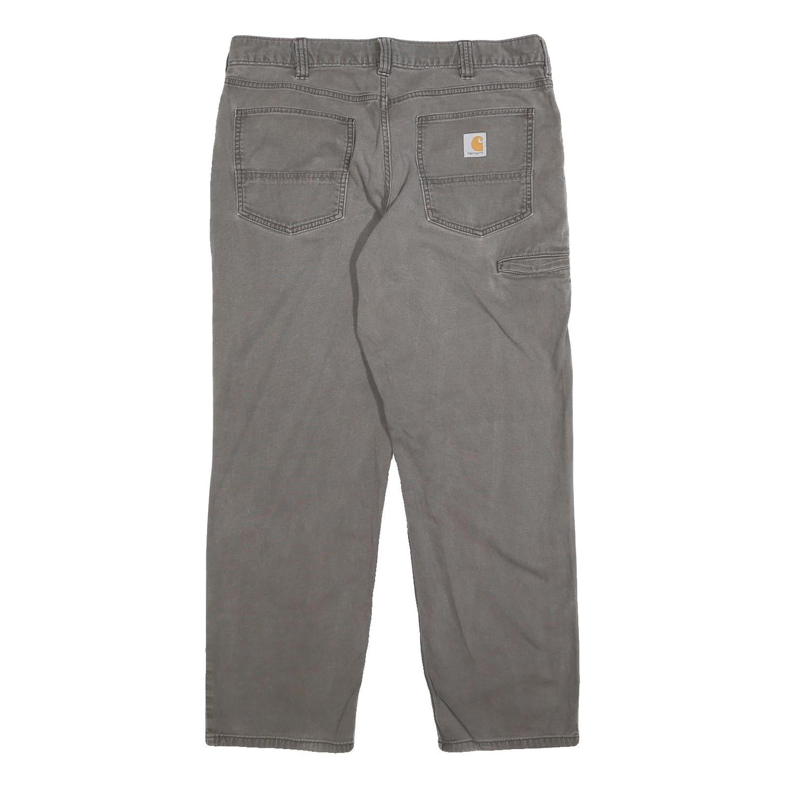 CARHARTT Mens Relaxed Grey Cotton Blend Zip Trousers W36 L30 Workwear Casual