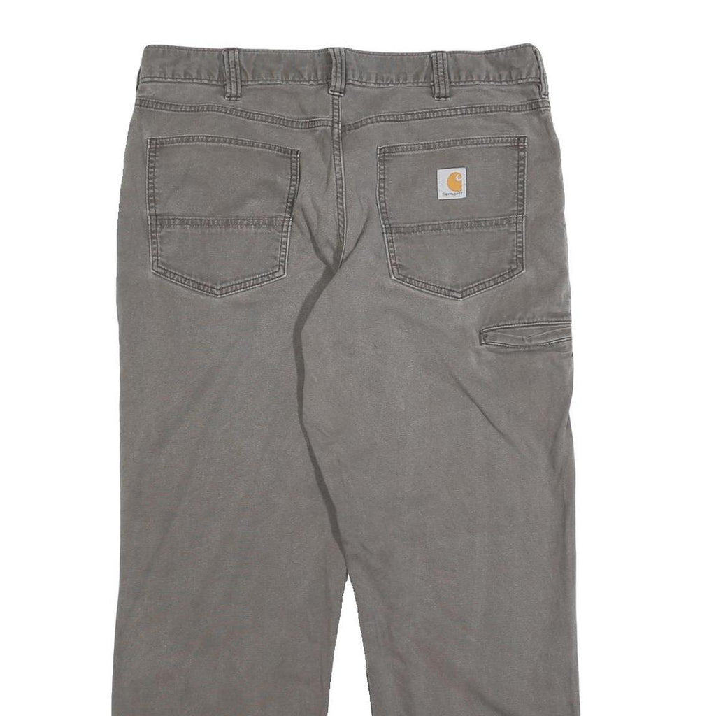 CARHARTT Mens Relaxed Grey Cotton Blend Zip Trousers W36 L30 Workwear Casual