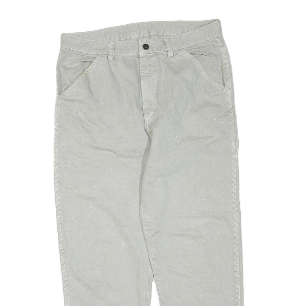 DICKIES Mens Cotton Blend Beige Regular Fit Straight Trousers W34 L27 Workwear