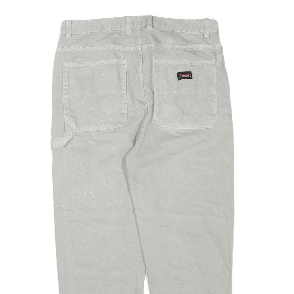DICKIES Mens Cotton Blend Beige Regular Fit Straight Trousers W34 L27 Workwear