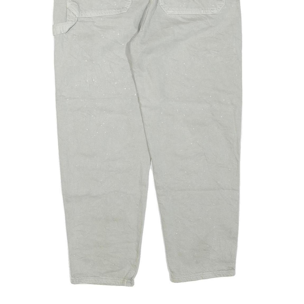 DICKIES Mens Cotton Blend Beige Regular Fit Straight Trousers W34 L27 Workwear