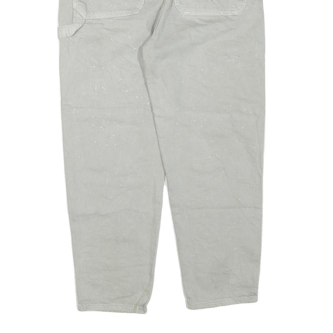 DICKIES Mens Cotton Blend Beige Regular Fit Straight Trousers W34 L27 Workwear