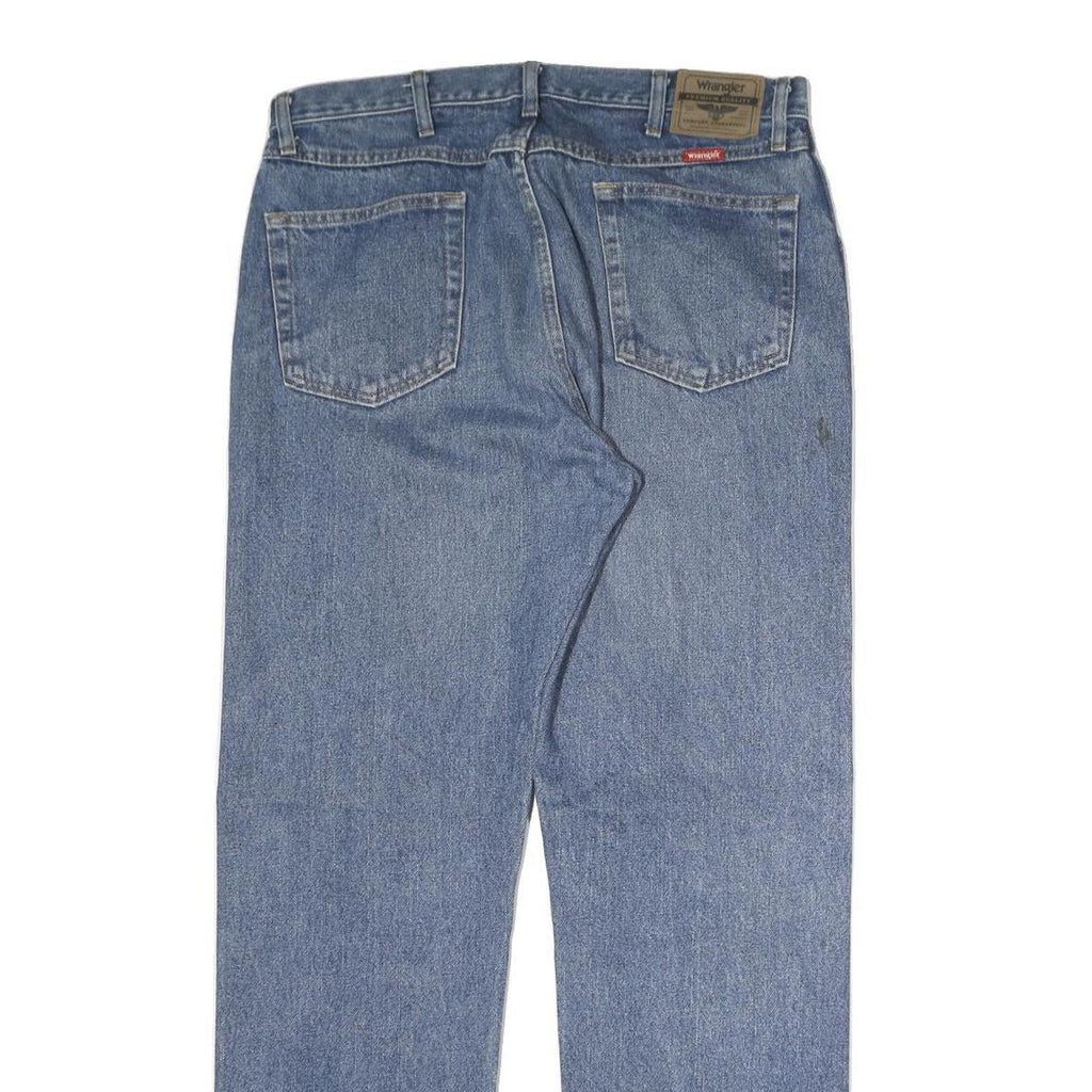 WRANGLER Mens Regular Fit Blue Denim Straight Jeans W36 L32 Classic Cotton Zip