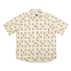WOOLRICH Mens Beige Cotton Blend Shirt XL Button-Down Collar Short Sleeve