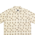 WOOLRICH Mens Beige Cotton Blend Shirt XL Button-Down Collar Short Sleeve