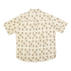 WOOLRICH Mens Beige Cotton Blend Shirt XL Button-Down Collar Short Sleeve