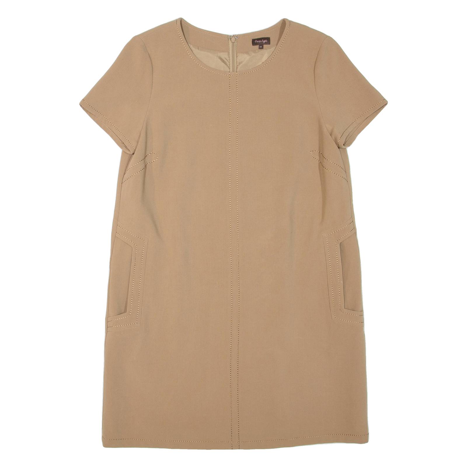 PHASE EIGHT Womens Shift Dress Brown Short Sleeve Knee Length L