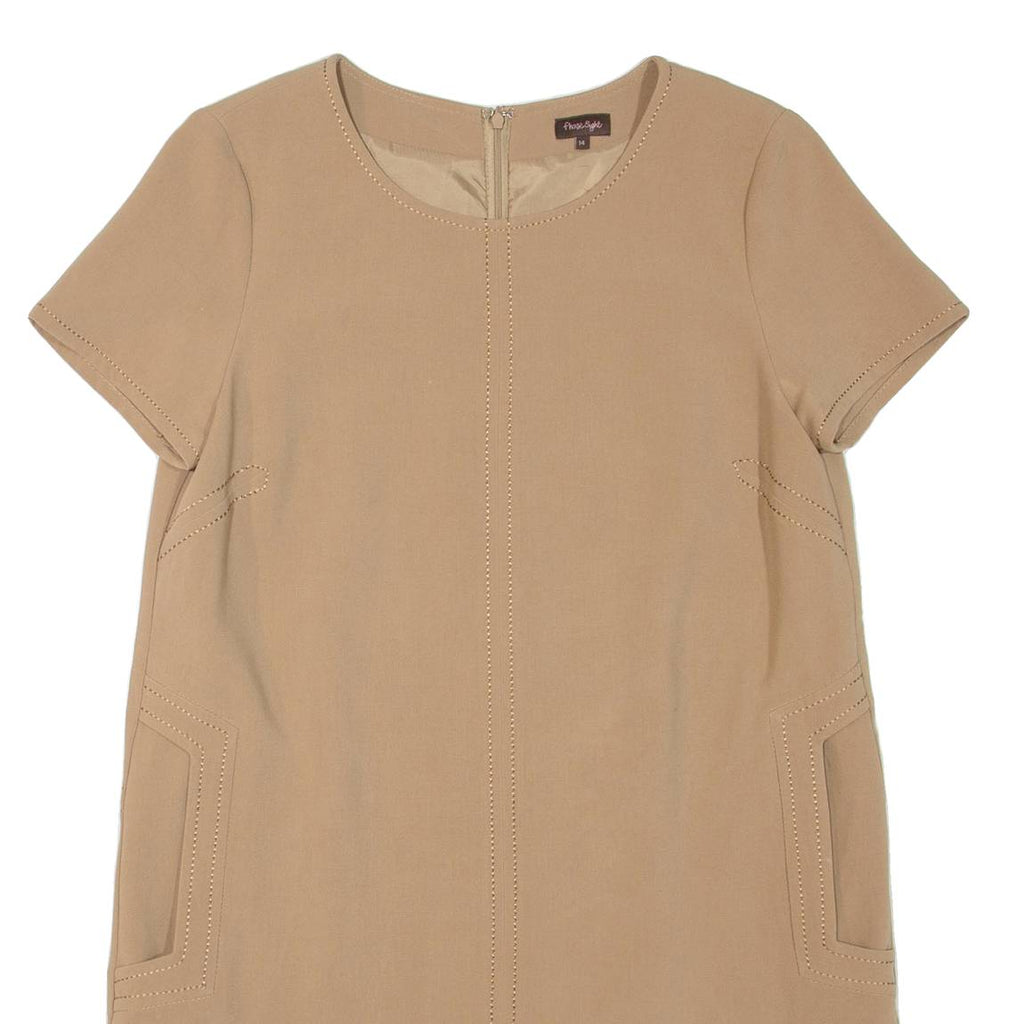 PHASE EIGHT Womens Shift Dress Brown Short Sleeve Knee Length L