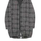 TODAY Womens Grey & Red Checked Hooded Jacket M Polyester Blend Casual Outerwear