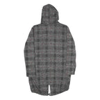 TODAY Womens Grey & Red Checked Hooded Jacket M Polyester Blend Casual Outerwear