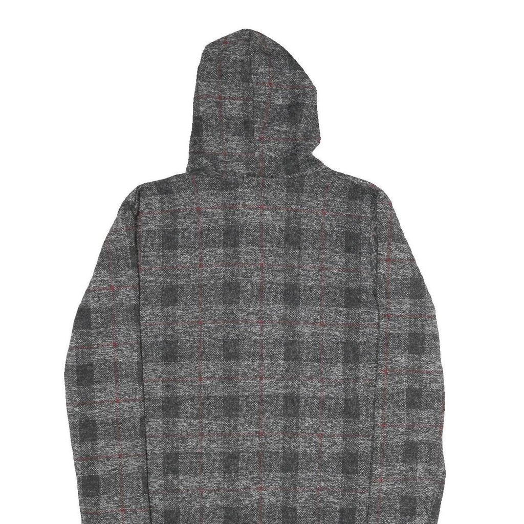 TODAY Womens Grey & Red Checked Hooded Jacket M Polyester Blend Casual Outerwear