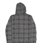 TODAY Womens Grey & Red Checked Hooded Jacket M Polyester Blend Casual Outerwear